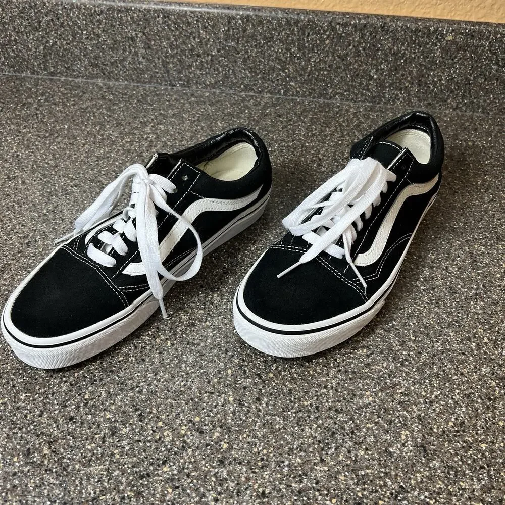 VANS Old Skool Black Classic Suede Canvas Skate Shoe Women 8.5 Low Lace Up Men 7
